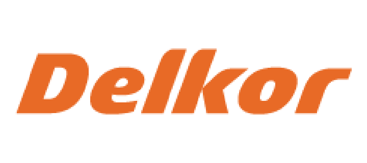 Delkor written on a white background