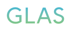 GLAS written on a white background